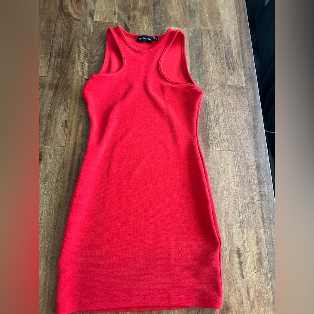 PRETTY LITTLE THINGS women Sleeveless Red Dress, never used !!
